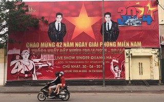 Quán bar dùng hình ảnh quốc kỳ quảng cáo Liveshow Quang Hà