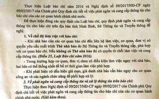 Ninh Bình ra văn bản chỉ làm việc với người có Thẻ nhà báo