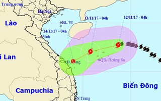 Bão số 13 chuyển hướng Tây Tây Nam, vào miền Trung