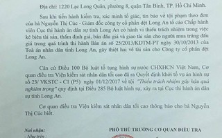 Khởi tố vụ án tại Cục thi hành án dân sự Long An