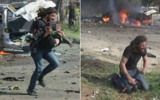 Syria: Phóng viên khóc nghẹn ngào bên nạn nhân bị đánh bom
