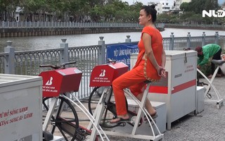 Dàn xe đạp lọc nước ở kênh Nhiêu Lộc bị hư hỏng