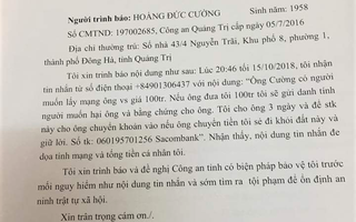 Chánh Văn phòng Đoàn ĐBQH tỉnh Quảng Trị bị nhắn tin đe dọa, tống tiền