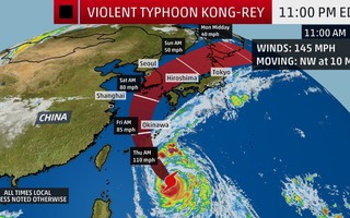 Trami vừa đi, thêm siêu bão Kong-rey trực chỉ Nhật Bản
