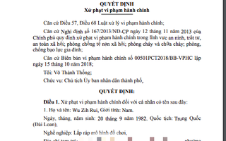 Tạm trú quá hạn, 1 người Trung Quốc bị phạt 39 triệu đồng