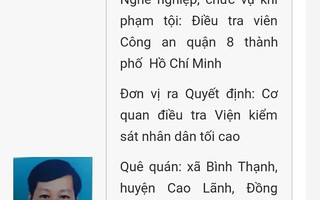 VKSND Tối cao quyết định truy nã 1 điều tra viên Công an quận 8