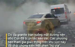 [Video] Kinh hoàng xe tải chở đá lao dốc kéo theo xe máy mất tích