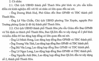 Thanh Hóa: Dính sai phạm, hàng loạt cán bộ bị kiểm điểm rút kinh nghiệm