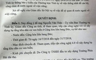 Bình Thuận: Ngưng chuyến đi Đức bằng tài trợ