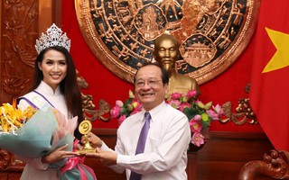 Hoa hậu Đại sứ Du lịch thế giới Phan Thị Mơ về thăm Tiền Giang