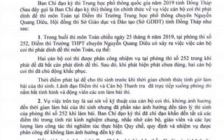 Đồng Tháp: 2 cán bộ coi thi phát “dính” đề thi