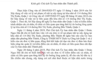 Quận 1 không thể "xử" được cá nhân liên quan sai phạm tại khu nhà 114 Bùi Thị Xuân