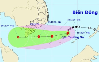 Bão số 14 hướng vào đất mũi Cà Mau, có thể mạnh thêm