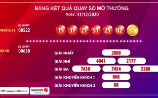 Một vé Vietlott trúng 81,7 tỉ đồng vào ngày cuối cùng năm 2020