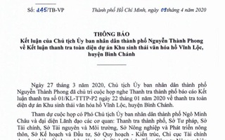 Dự án "treo" hơn 20 năm ở Bình Chánh: TP HCM kiểm điểm trách nhiệm 3 đơn vị