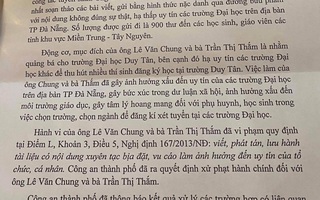 Tự ý gửi thư nặc danh bôi xấu các trường ĐH ở Đà Nẵng, 1 phó giám đốc bị xử phạt hành chính