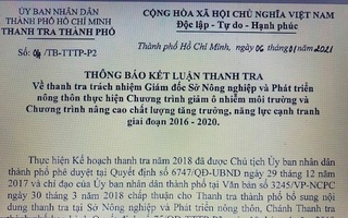 Kết luận thanh tra về trách nhiệm Giám đốc Sở NN & PTNT TP HCM