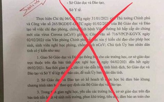 Thực hư văn bản cho học sinh Huế nghỉ học để phòng chống dịch Covid-19