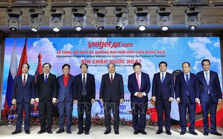 Chủ tịch nước Nguyễn Xuân Phúc dự Lễ công bố mở đường bay thẳng Hà Nội-Moscow