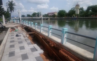 Mới chỉnh trang, kè sông Cà Ty - Bình Thuận tan nát sau cơn mưa