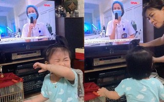 Mẹ đi Bắc Giang chống dịch, bé gái khóc nức nở khi thấy mẹ qua tivi