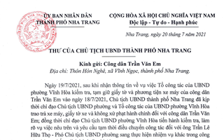 Chủ tịch TP Nha Trang gửi thư xin lỗi anh công nhân trong vụ "bánh mì không phải lương thực thiết yếu"