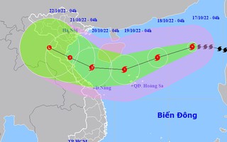 Bão số 6 giật cấp 14 hướng vào miền Trung với tốc độ 20 km/giờ