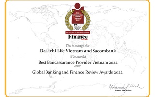 Dai-ichi Life Việt Nam và Sacombank - “Nhà cung cấp dịch vụ Bancassurance tốt nhất Việt Nam 2022”