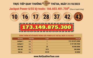 Vé Vietlott bán tại TP HCM trúng giải Jackpot 1 trị giá hơn 173 tỉ đồng