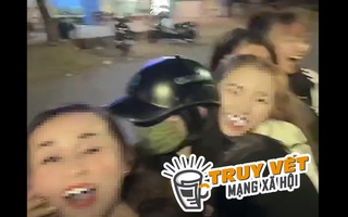 Xôn xao clip 5 cô gái đi 1 xe máy khoe "chiến tích" trên Facebook