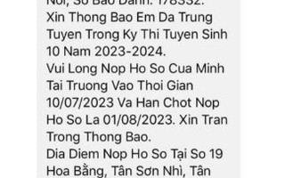 TP HCM: Xuất hiện trò lừa đảo thông báo trúng tuyển lớp 10