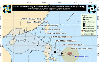 Bão Toraji gần Philippines mạnh lên nhanh chóng, di chuyển nhanh