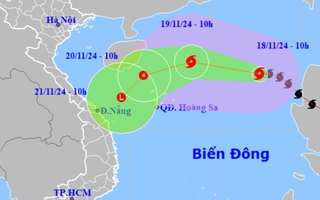 Bão số 9 đang di chuyển nhanh vào vùng biển Trung Trung Bộ