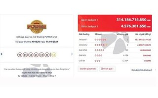 Bốn vé Vietlott cùng trúng giải Jackpot hơn 318,5 tỉ đồng