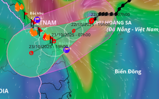 Bão số 12 Fengshen cách Đà Nẵng 240 km, gây mưa rất to từ đêm nay, cục bộ tới hơn 800 mm