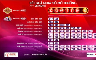Kỳ quay số ngày 9-10, một tờ vé số Vietlott đã trúng giải hơn 36,7 tỉ đồng