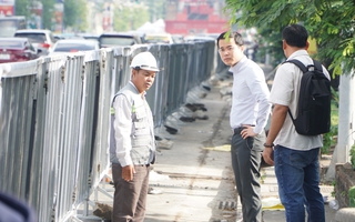 Cận cảnh dự án chỉnh trang đường Lê Lợi trong ngày đầu thi công