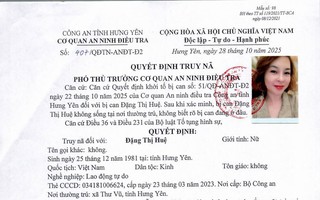 Đề nghị Interpol ban hành cảnh báo về Đặng Thị Huệ là đối tượng có tiền án, tiền sự tại Việt Nam