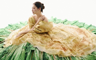 Hoa hậu Lương Thuỳ Linh xúng xính đầm bánh xèo