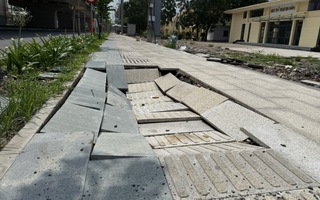 Vì sao vỉa hè trên đường vào nhà ga T3 bị sụt lún dù mới đưa vào hoạt động?
