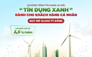 Agribank dành 10.000 tỉ đồng cho vay ưu đãi “Tín dụng xanh”