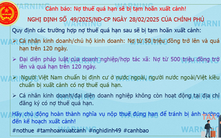 Cơ quan thuế cảnh báo nguy cơ tạm hoãn xuất cảnh do nợ thuế