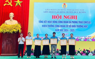 LĐLĐ Duy Xuyên tuyên dương công đoàn cơ sở khối trường học