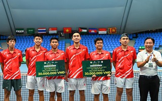 Tuyển quần vợt Việt Nam trụ hạng nhóm III Davis Cup, được thưởng hơn 200 triệu