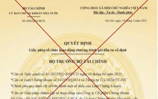 Cảnh báo văn bản giả mạo Bộ Tài chính, Ủy ban Chứng khoán Nhà nước để lừa đảo