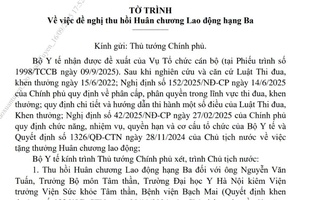 Bộ Y tế đề nghị thu hồi Huân chương Lao động hạng Ba của ông Nguyễn Văn Tuấn