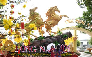 Cận cảnh linh vật ngựa "mã đáo thành công" đón xuân ven sông Đồng Nai