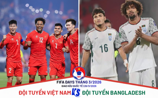 Đội tuyển Việt Nam thi đấu với Bangladesh vào tháng 3-2026