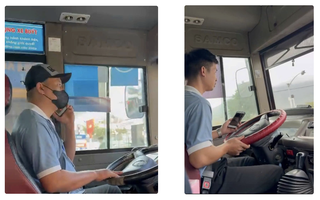 Người dân cung cấp hình ảnh 2 tài xế xe buýt vừa lái xe vừa nghe điện thoại, CSGT lập tức xử lý 