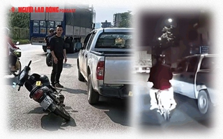 Tài xế xe bán tải "tạt đầu" chèn ngã xe máy chở trẻ em khai gì?